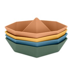 PETITE&MARS Zabawki kąpielowe silikonowe Ships 4 szt. 6m+