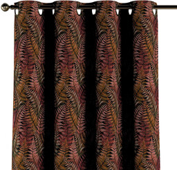 Zasłona na kółkach 1 szt., bordowo-złote liście paproci,