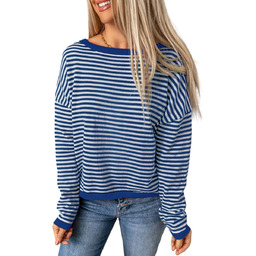Damska Bluzka z Długim Rękawem Longsleeve w Paski
