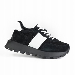 Sportowe damskie sneakersy GOODIN GD-XF-241 skóra ażurek czarny