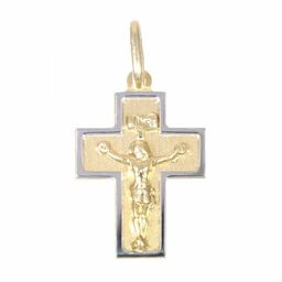 ZŁOTY KRZYŻYK Z JEZUSEM DWUKOLOROWY ZŁOTO ŻÓŁTE