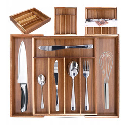 Wkład Do Szuflady bambusowy rozsuwany na sztućce organizer