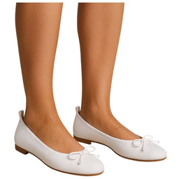 Białe baleriny damskie z tkaniny