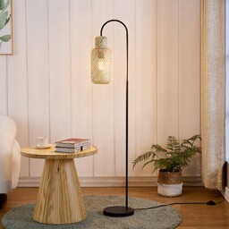 Lampa stojąca Venora Lindby, czarny, salon / jadalnia,