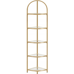 Złoty regał narożny szkło metal art deco glamour