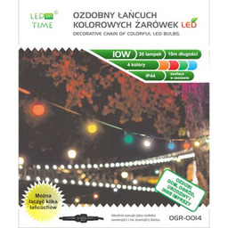 Ozdobny łańcuch ogrodowy kolorowy LED 10 m 20