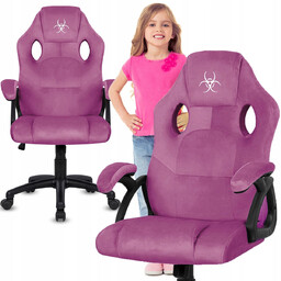 Fotel gamingowy obrotowy gracza welurowe fioletowe krzesło