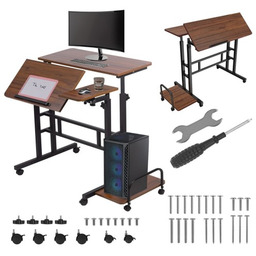 Maclean Mobilne biurko stolik na laptop, czarne, 80x60cm,