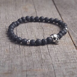 Pakamera Męska bransoletka :: black lava & skull