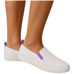 Biało fioletowe damskie tenisówki slip on białe