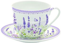 DUŻA PORCELANOWA FILIŻANKA ZE SPODKIEM Lawendowa Łąka -