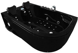 Czarna wanna z hydromasażem dwuosobowa 180x120 cm MO-1631BHC