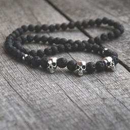 Pakamera Naszyjnik MĘSKI :: black LAVA & skulls