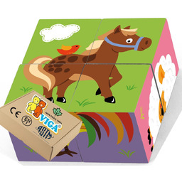 Klocki Drewniane Z OBRAZKAMI puzzle układanka dla niemowląt