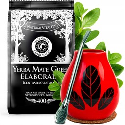 Zestaw Yerba Mate Green ELABORADA 400g Matero Czerwone