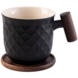 Kubek czarny porcelanowy 450 ml nowoczesny wzór