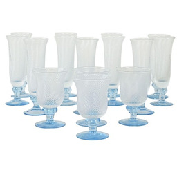 Pakamera Komplet kieliszków szklanych, włoski design, lata 70,