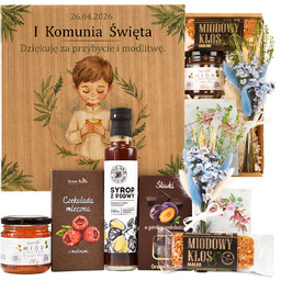 Zestaw prezent podziękowanie dla chrzestnych dziadków komunia