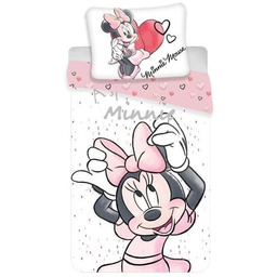 Pościel bawełniana 140x200 Myszka Mini Minnie Mouse biała