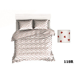 Pościel bawełniana 180x200 Extra biała czerwona serduszka