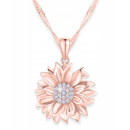 Naszyjnik Pozłacany Kwiat Życia z Cyrkoniami Białe Kryształki