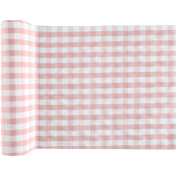 Dekoracja bieżnik na stół różowy w kratkę -