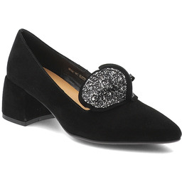 S.Barski Czarne Czółenka Eleganckie Buty Damskie Z Broszką