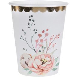 Kubeczki papierowe Pastelowe kwiaty - 270 ml -