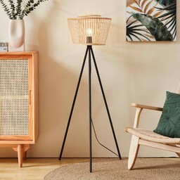 EGLO Lampa stojąca Hykeham, jasne drewno, salon /