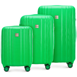 Zestaw walizek z polikarbonu plaster miodu zielony