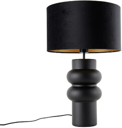 Designerska Lampa Stołowa Czarny Aksamitny Klosz Czarny ze