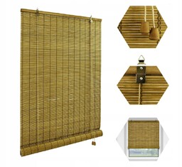 Roleta półzaciemniająca bambusowa wewnętrzna żaluzja 130x160 cm Brązowy