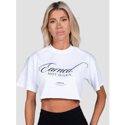 GymBeam Damska Krótka Koszulka z Nadrukiem Biała