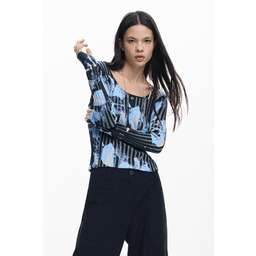 Cienki sweter z kwiatową teksturą