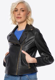 Damska ramoneska ze skóry naturalnej czarna