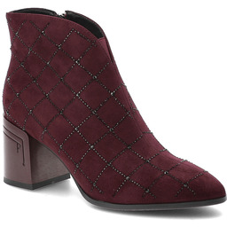 S.Barski Bordowe Botki Stylowe Buty Damskie
