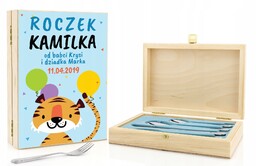 Sztućce dla dziecka Grawer roczek chrzest Nadruk