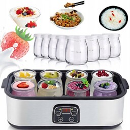 Jogurtownica Timer Domowy Jogurt Regulacja Temperatury 8SZKLANYMI Butelkami