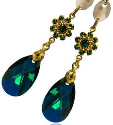 Kryształy Cudne Kolczyki Emerald Bella Gold