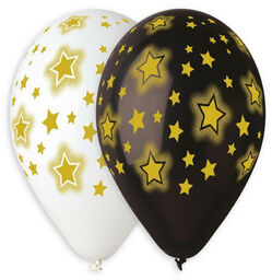 Balony lateksowe w złote gwiazdki - 33 cm