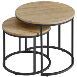 Edinos Zestaw Okragłych Stolików Kawowych 2W1 Dąb Sonoma