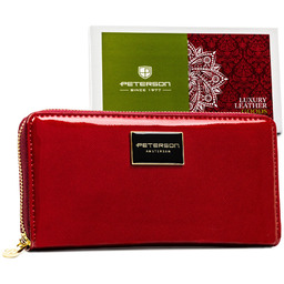 Duży portfel damski z lakierowanej skóry naturalnej