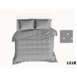 Pościel bawełniana 160x200 Extra szara małe serduszka