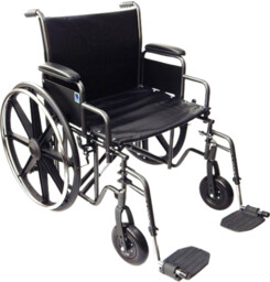 Wzmocniony wózek inwalidzki - wytrzymała, stalowa rama, regulacja