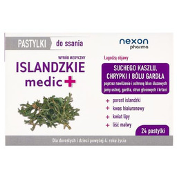 NEXON Islandzkie medic+, 24 pastylki do ssania ->