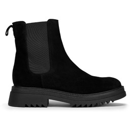 Damskie sztyblety zamszowe na grubej podeszwie czarne