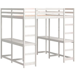 Elior Białe łóżko na antresoli z podwójnym biurkiem