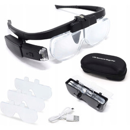 Okulary Powiększające Cudowniczki Powiększenie Głowy Led Soczewki +futerał