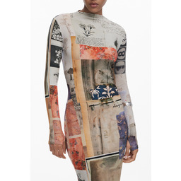 DŁUGA SUKIENKA DAMSKA DESIGUAL W KOLORZE BEŻOWYM