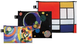 Trzy saszetki z recyklingu Loqi Mondrian, Kandinsky, Delaunay